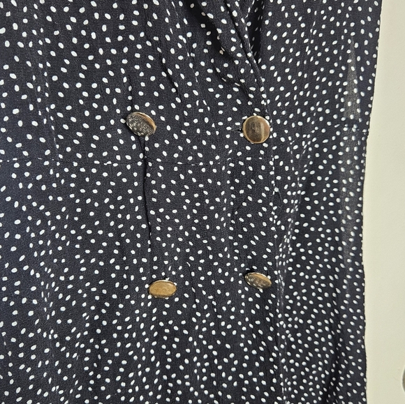 Zara Polka Dot Playsuit Black/White Romper Skort Double-breasted size XS - Picture 8 of 10